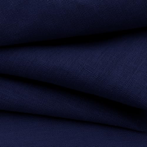 NSGZ Linen Fabric by The Yard, 61 Inch Wide Navy Blue Blend Cloth, 60% Linen 40% Cotton Fabric for Sewing, Embroidery, Needlework and Tablecloths (Navy Blue, Half Yard)