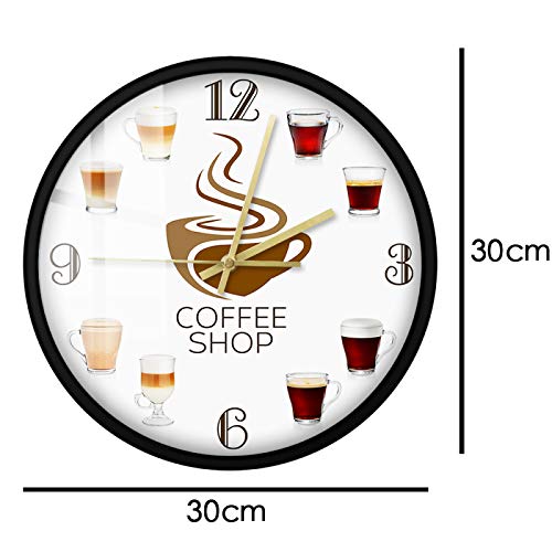 Wall Clock Types Of Espresso Cup Coffee Shop Kitchen Coffee Wall Sign For Bars Restaurants Cafes Pubs Quality Quartz Battery Operated Non Ticking Home Kids Room Office Kitchen Bedroom Decorative #TOP2