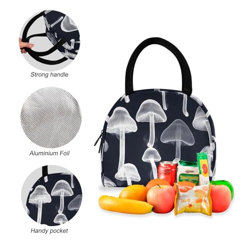 Backpack Lunch Bag Set Clear Mushroom Print, Big Storage Travel Backpacks with Insulated Lunch Box for Office Hiking Picnic4