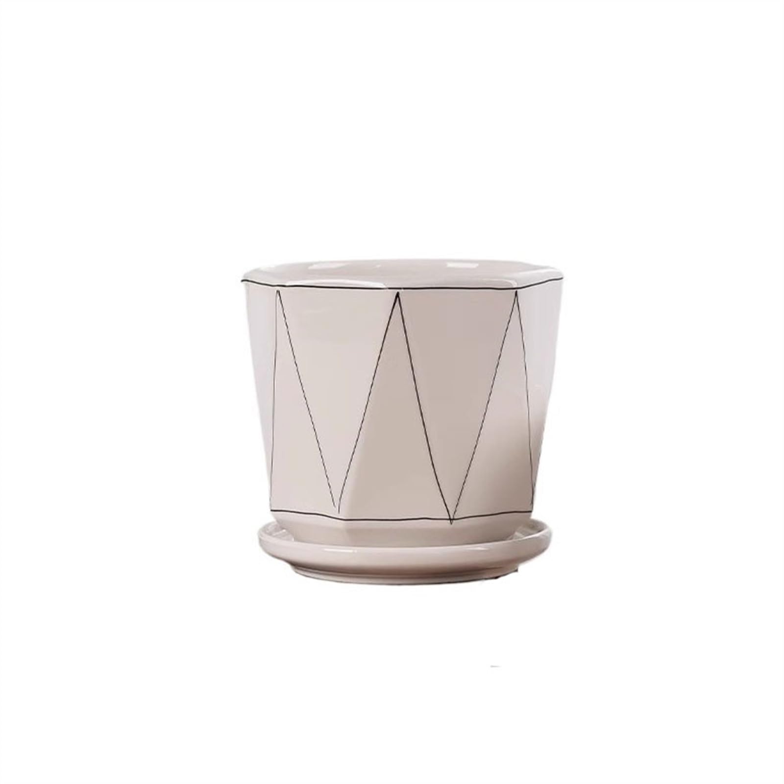 SDA287MZ Flower Pot Ceramic Creative Large with Tray Simple Household Balcony Bonsai Greens Succulent Pots Multifunction(Black,Small)