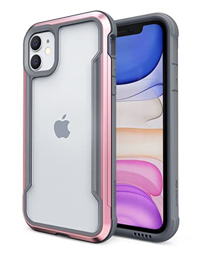 Raptic Shield for iPhone 11 Case, Shockproof Protective Clear Case, Military 10ft Drop Tested, Durable Aluminum Frame, Anti-Yellowing Technology Case for iPhone 11, Rose Gold