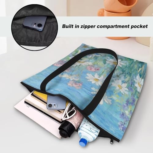 Image of Art Lover Zippered Tote Bag Waterproof Large Work Tote Bags, Artwork Women's Purse Handbags Travel Totes