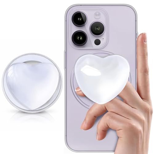 LEPGUYO 1pc Soporte Magnético para Kindle, Diseño Corazón Blanco con Agarre & Soporte Plegable, Compatible con Smartphone/Kindle/Tablet, Complementos Kindle Funcionales