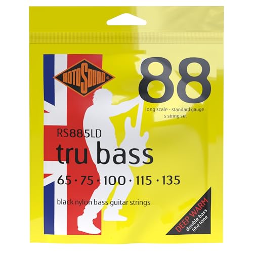 Rotosound Cuerdas para bajo eléctrico TRU BASS NYLON FLATWOUND 5-Cuerdas RS885LD NYLON FW LONG Standard 65-135