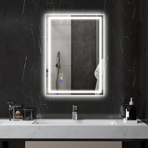 HOMCOM Specchio da Parete con Luce LED e Speaker Bluetooth