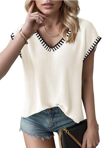 Women's Sleeveless Sweater Vest Casual V Neck Cap Sleeve Knit Pullover Tank Tops 2025 Spring Clothes2
