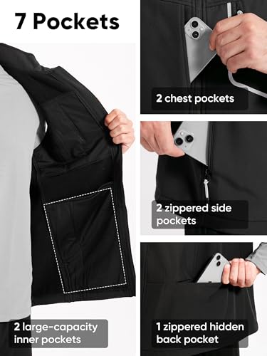 HOTSUIT Water Resistant Golf Vest for Men Lightweight Men’s Winter Vests Outerwear with 7 Pockets Softshell Fleece Vest4