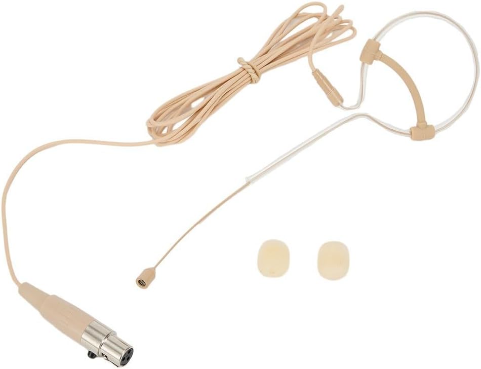 Beige Single-Earhook Headworn Microphone for Vocals & Speech — Omnidirectional Electret Condenser, 3.5mm / XLR 3-Pin / 4-Pin (B(C)