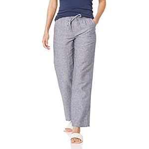 Amazon Essentials Damen Hose aus Leinengemisch mit Kordelzug lockere Passform weites Bein (in Übergröße erhältlich)