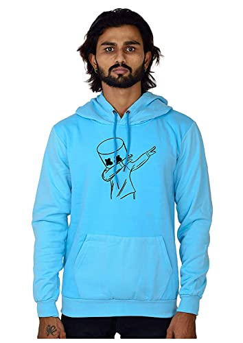 Image of WearIndia Unisex-Adult Cotton Blend Neck Hooded Sweatshirt (W New DANCEMELO Hoodie Sky Blue