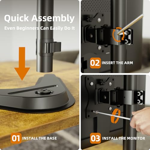Image of Claiks Monitor Mount, Ergonomic Adjustable Monitor Stand for Max 32 inch Screens, Adjustable Stand up to 20 lbs, VESA Mounting Holes 75&100mm, Black