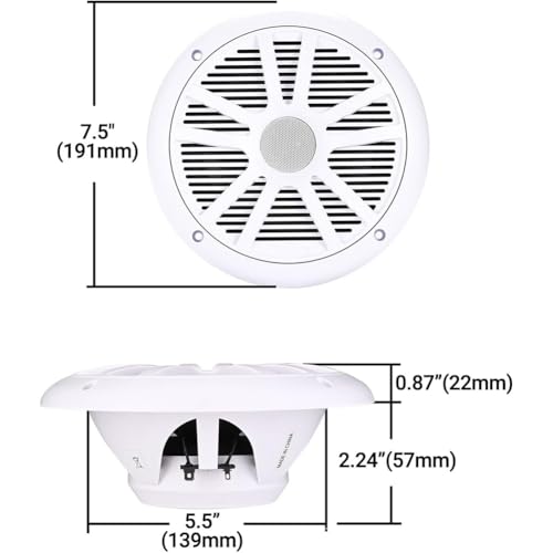 Altavoz marino de 6,5 pulgadas resistente al agua con imán de 75 mm color negro 6