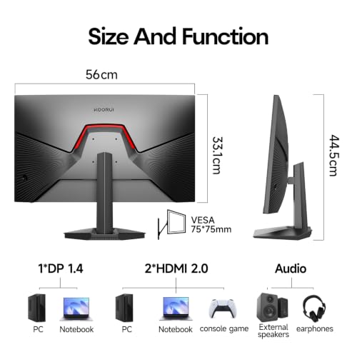 Image of KOORUI 24.5 inch FHD 240Hz HDR 400 1ms GTG Gaming Monitor, Fast IPS, AMD FreeSync Premium, 90% DCI-P3, Adjustable Tilt, HDMI 2.0*2 DP 1.4 G2511X