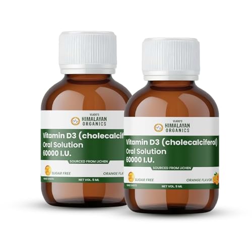 Vlado's Himalayan Organics Vitamin D3 60000iu Nano Shots I Cholecalciferol 60000 IU |Vitamin D3 Weekly Supplement | Boosts Immune System I Bone/Joint/Mental Health And Healthy Heart I Sugar Free I Oral Solution I For Men & Women - 2 Nano Shots