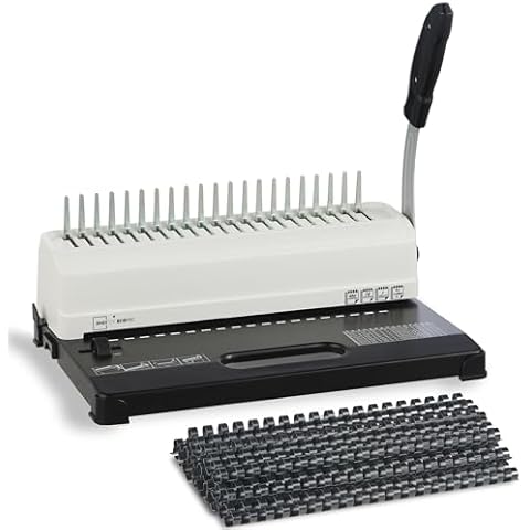 Binditek Comb Binding Machine, 19-Hole-Punching, 450 Sheet, Comb Punch Binder Machine with Starter Kit 100 PCS 1/2" Binding Combs, Comb Binder Machine for Letter Size, A5 or Smaller Sizes Cover