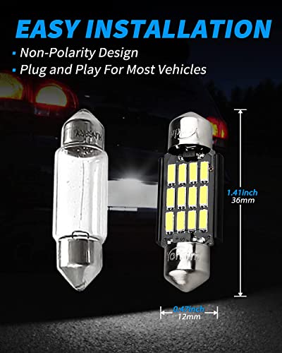 Yorkim 6418 Led Bulb, 36Mm Festoon Led Bulb 6500K White Super Bright Interior Lights 12-Smd 4014 Chipsets, 4410 6418 De3423 C5W Led Bulb For Dome Light Map Light, Pack Of 4 #TOP5