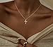 DEARMAY Gold Crown Cross Necklace for Women, Simple Dainty Diamond Necklace 14K Gold Plated Cross Pendant Neckalces Aesthetic Gold Jewelry for Women Gift