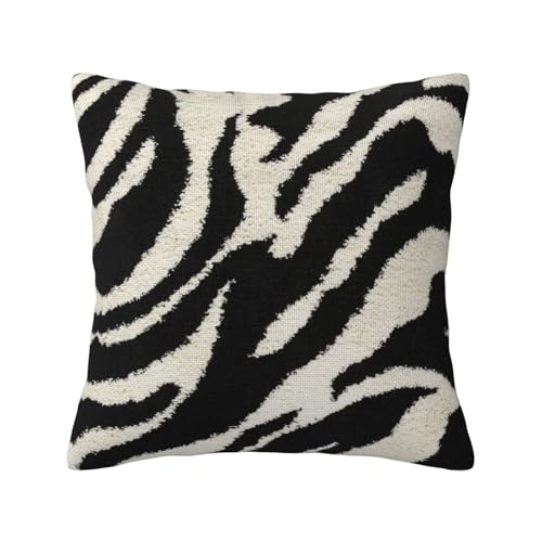 Housse de coussin carrée en lin doux imprimé zèbre pour salon, canapé, lit, banc - 40 x 40 cm