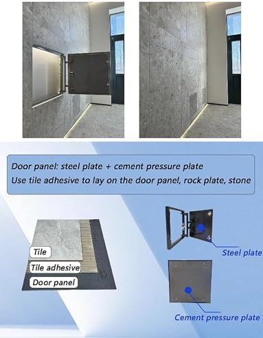 Invisible Drywall Access Panel for Wiring & Plumbing - Metal Inspection Hatch, Tile Kit, Utility Wall Cover, 600x1000x70mm- Ideal for Heating, Cable & Alarm Access