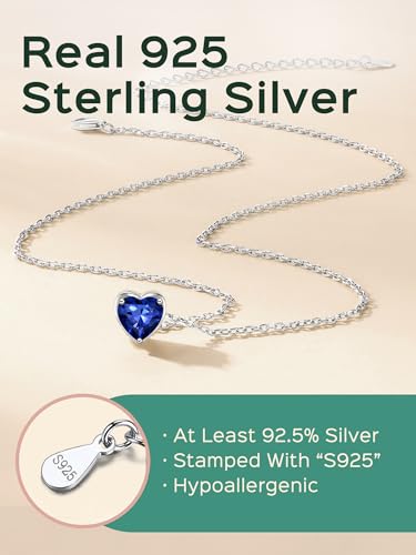 ChicSilver 925 Sterling Silver 12 Months Sparkling Round Cut Created Birthstone Pendant Necklace, 16 Inch Rolo Chain (with Gift Box)4