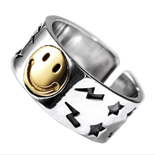 MIYUAN 925 Sterling Silver Smiley Wide Face Pentagram Open Fashion Ring (7)