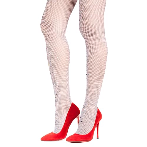 Image of Benefeet Sox Fishnet Stockings or Women High Waist White Fishnet Tights Party Pantyhose Cosplay Costume Tights