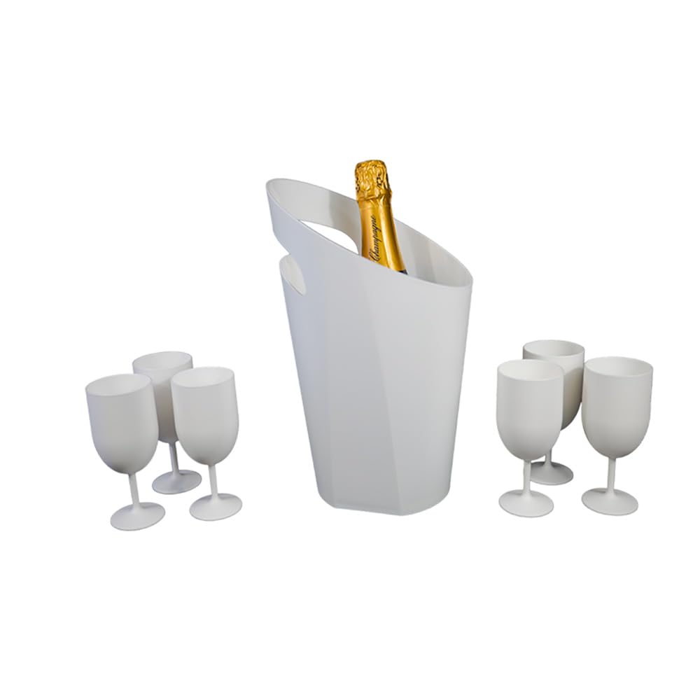 SPARKLERS CLUB - Copas de vino Ecocup reutilizables 12 cl, color blanco