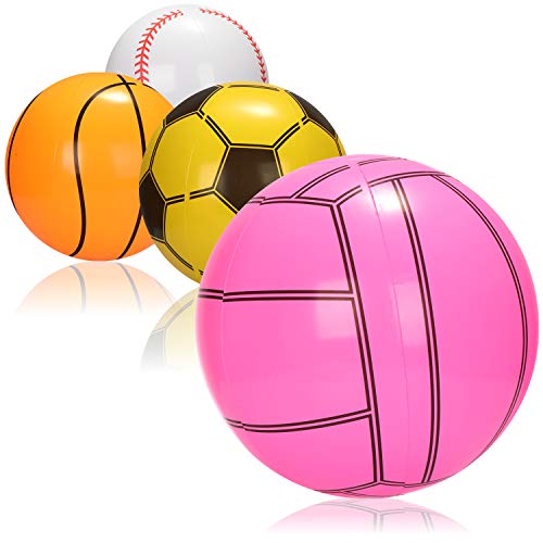 com-four® 4X Ballon d'eau Gonflable - Ballon de Plage imperméable - Ballon de Plage avec différents Designs