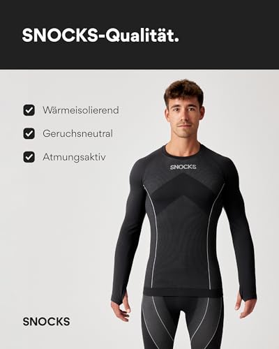 Snocks Thermounterwäsche Herren - Atmungsaktives und warmes Material, Perfekte Passform, Ideal für Verschiedene Sportarten - Skiunterwäsche, Funktionsunterwäsche - Gr. XL - Farbe Schwarz