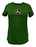 John Deere Womens JD Glitter Logo Tee (Small, Green)