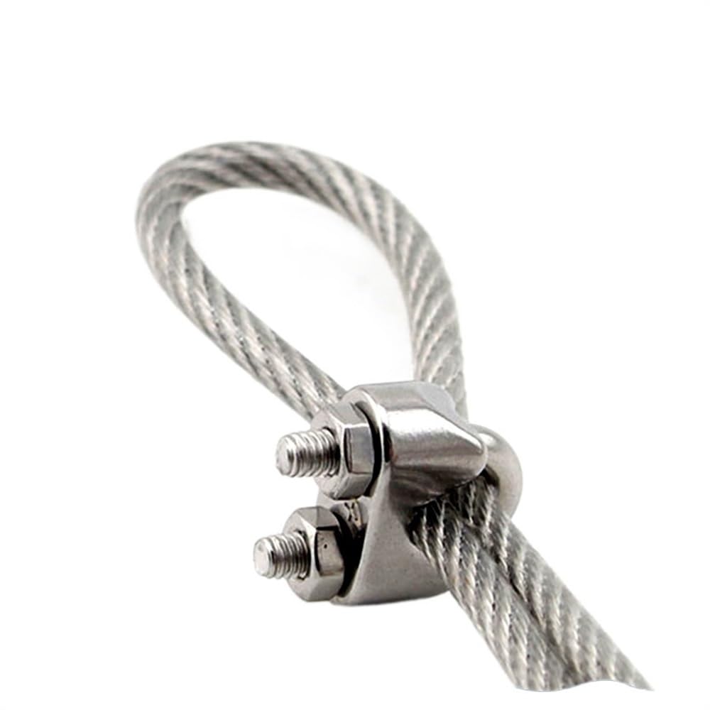 Abrazaderas De Cuerda De Cable Clip de cable acero inoxidable, apretones cuerda alambre(M3-50 Pcs -ss316)