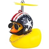 wonuu Rubber Duck Car Ornaments Yellow Duck Car Dashboard Decorations Cool Glasses Duck with Propeller Helmet (American Flag-Yellow)