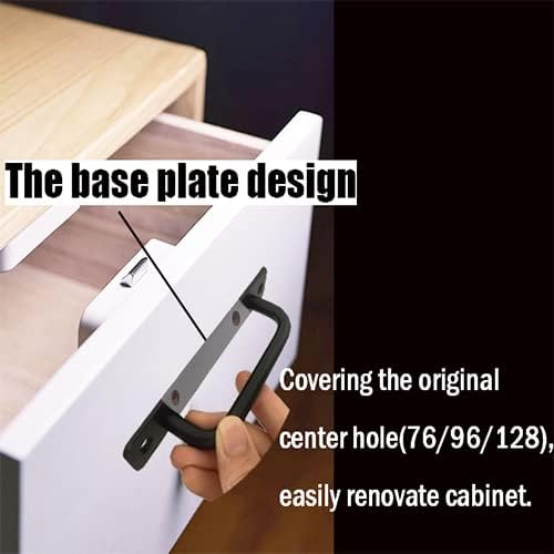 12 Pack 7 1/2 Inch 192 mm Matte Black Cabinet Handles with Base Plate Aluminum Cabinet Pulls Drawer Pulls Sliding Door Pulls 7 1/2 Inch RoundBlack 12