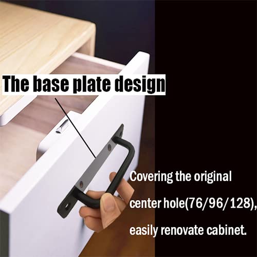 Redunest Lot De 5 Poignées D'armoire Carrées En Acier Inoxydable Noir Mat De 192 Mm Pour Porte De Cuisine, Placard, Tiroir, Centres De Trou De 192 Mm