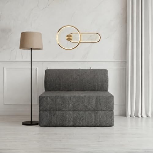 Image of Sleepwell Sofa Cum Bed | Single Seater 75x30x7 Inch - Folds into a Single Bed | Comfortable by Day, Supportive by Night Resitec Foam | Washable Zip Cover | Grey | 3 Years Warranty