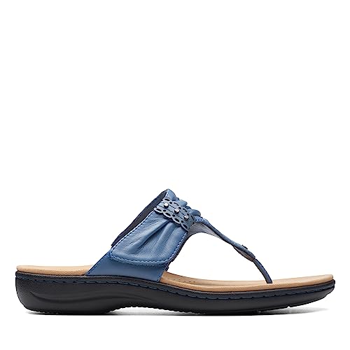 Clarks Collection Women's Laurieann Arla Flat Sandal, Blue Leather, 11 Medium US - image 1