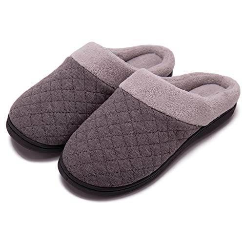 Women's Cozy Memory Foam Slippers Fuzzy Wool-Like Plush Fleece Lined House Shoes w/Indoor, Outdoor Anti-Skid Rubber Sole