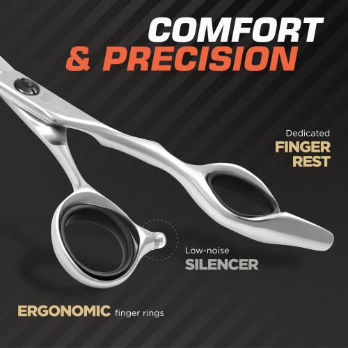 Fagaci Thinning Shears 6 Inch With Extremely Sharp Blades, Professional Hair Thinning Scissors, Durable, Smooth Motion & Fine Cut, Thinning Scissors With Sheath, Cleaning Leather, Key&Rings #TOP5