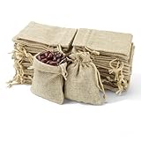 Fatiya 60 Stück 7,9 x 9,9 cm Kunstleinen, kleine Kordelzugbeutel, Partygeschenktüten mit Schnur, Kordelzugbeutel, Säcke für Schmuck, Geburtstag, Hochzeit, Basteln, Geschenkverpackungen
