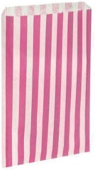 100 x Pink & White Candy Stripe / Striped Paper Sweet Party Bags - 5 x 7 by Swoosh Supplies
