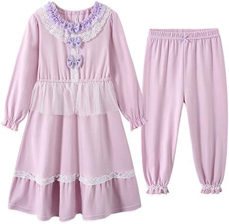 Amazon ラッピング対応 セット商品 子供 キッズ プリンセス パジャマ 長袖 ドレス ネグリジェ ワンピース 子供 誕生日 プレゼント 90 95 100キッズドレス ナイトドレス110 1 130 140 クリスマスプレゼント ラベンダー 1 パジャマ 通販