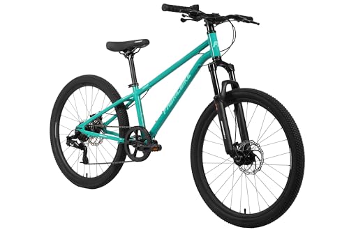 FabricBike Terra - Bicicleta de montaña de Aluminio 24 Pulgadas de 8 a 11 años, Bicicleta MTB, Freno de Disco, Cambio de 7 velocidades, Suspensión Delantera. (Teal Green)
