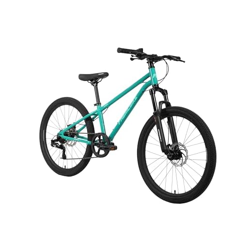 FabricBike Terra - Bicicleta de montaña de Aluminio 24 Pulgadas de 8 a 11 años, Bicicleta MTB, Freno de Disco, Cambio de 7 velocidades, Suspensión Delantera. (Teal Green)