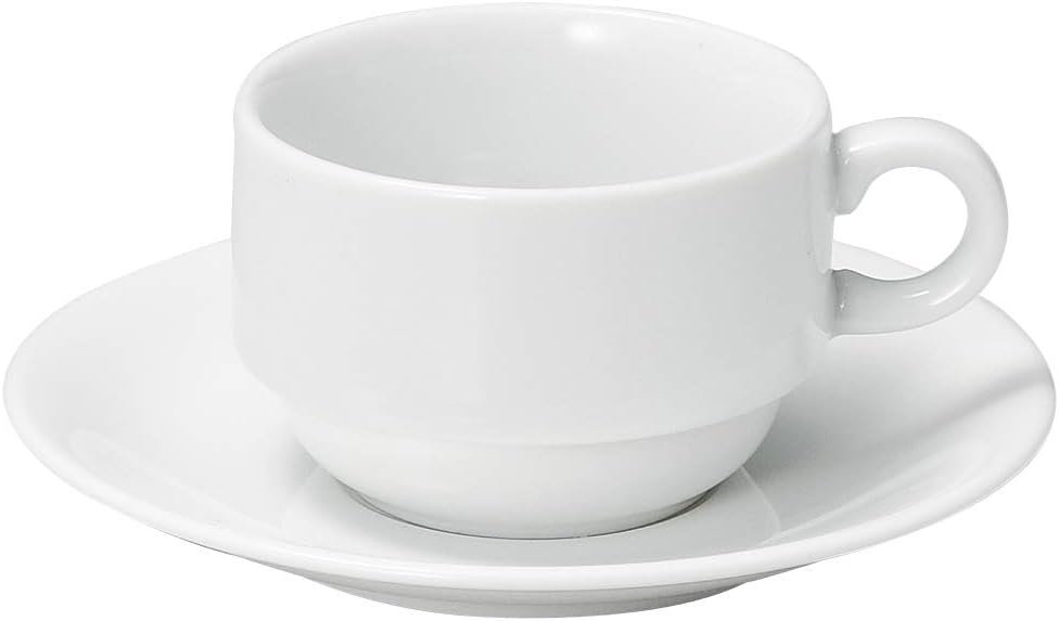 Yamashita Kogei 15053860 Cup Saucer, Porcelain, φ3.3 x 2.2 inches (8.3 x 5.5 cm) (190 cc), New Stacked Coffee Bowl and Saucer