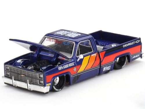 True Scale Miniatures Model Car Compatible with Chevrolet Silverado Kaido Works V2 Limited Edition 1/64 Diecast Model Car Kaido House KHMG099, Blue