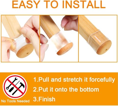 32 Pcs Chair Leg Floor Protectors for Hardwood Floors Silicone Covers to Protect Wood Tile Floors Scratches Felt Pads Furniture Leg Caps No Noise (Fit:0.5"-0.89")