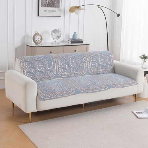 Image of HOKIPO Neel Baari Premium Chenille Jacquard Sofa Cover for 3 Seater for Seat & Back, 'Royal Aangan Series' (IN-1008-L3*2)