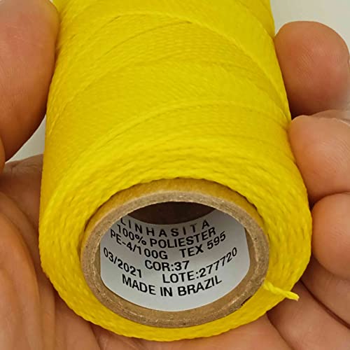 Linhasita Waxed Thread 100 g / 170 m Polyester 1 mm Thick Macrame, 30 Colours Lemon Yellow, 170 metros / 100 gr - Image 4