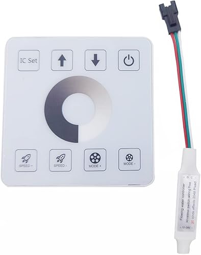 Controlador de tira de píxeles LED DC12-24 Controlador de agua que fluye Interruptor inalámbrico Panel libre de cableado para WS2811 Correr agua que