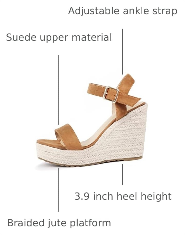 Image of UTIKLIOU Platform Sandal Open Toe Buckle Ankle Strap Wedge Casual Sandal for Women (Khaki size 11)